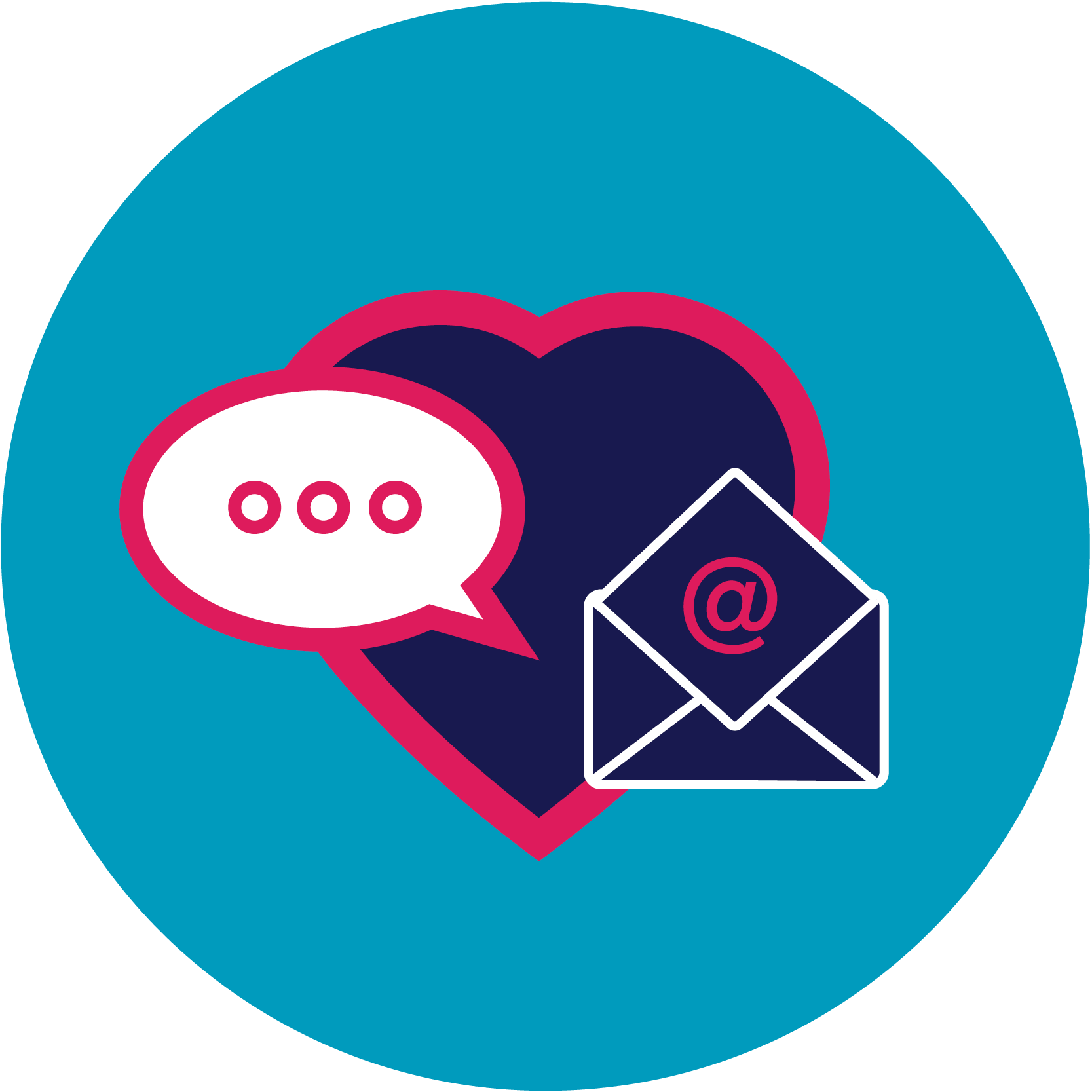 Study logo - illustration of a heart overlaid with an email icon and speech bubble